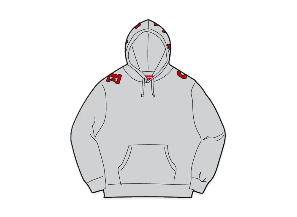 Supreme Scattered Applique Hooded Sweatshirt "Heather Grey"