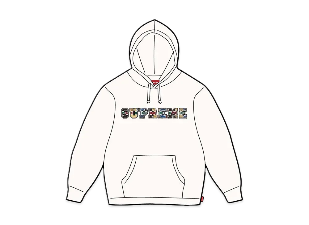 Supreme Collegiate Patchwork Leather Hooded Sweatshirt "White"
