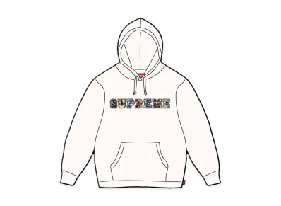 Supreme Collegiate Patchwork Leather Hooded Sweatshirt "White"