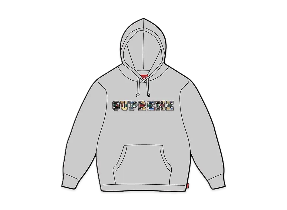 Supreme Collegiate Patchwork Leather Hooded Sweatshirt "Heather Grey"