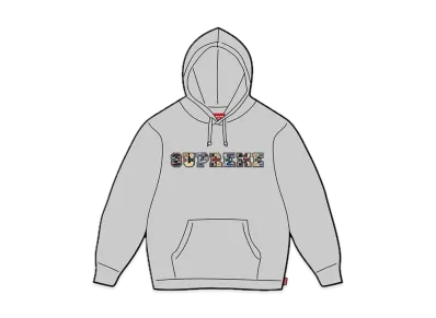 Supreme Collegiate Patchwork Leather Hooded Sweatshirt "Heather Grey"