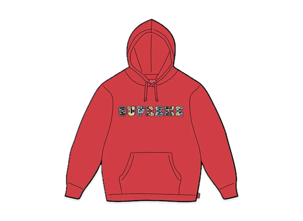 Supreme Collegiate Patchwork Leather Hooded Sweatshirt "Burnt Red"