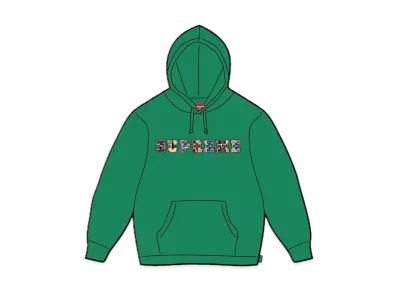 Supreme Collegiate Patchwork Leather Hooded Sweatshirt "Green"