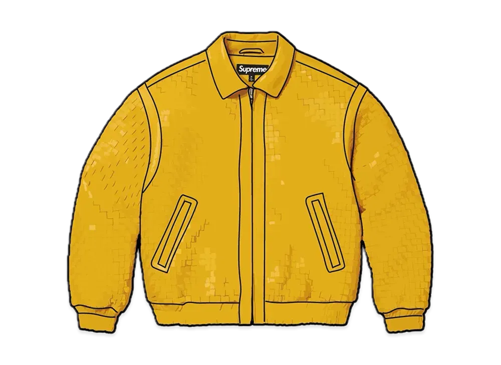 Supreme Woven Leather Varsity Jacket "Yellow"