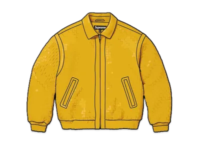 Supreme Woven Leather Varsity Jacket "Yellow"