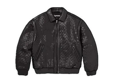 Supreme Woven Leather Varsity Jacket "Black"