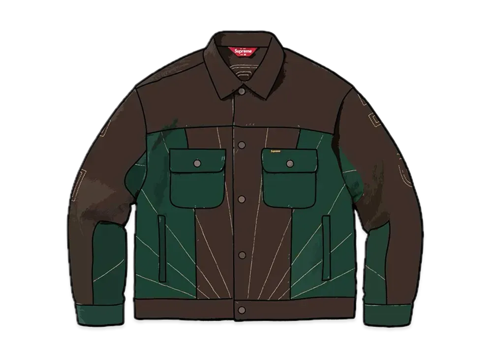Supreme Radial Embroidered Denim Trucker Jacket "Brown"