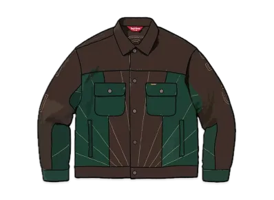 Supreme Radial Embroidered Denim Trucker Jacket "Brown"
