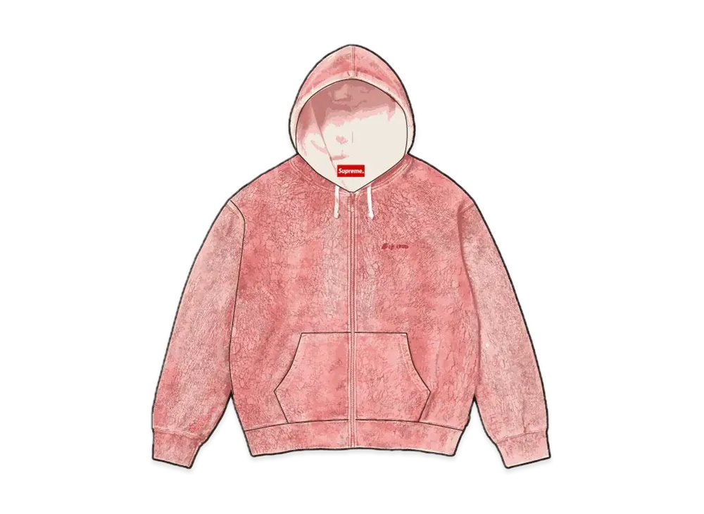 Supreme Crackle Zip Up Hooded Sweatshirt "Red"