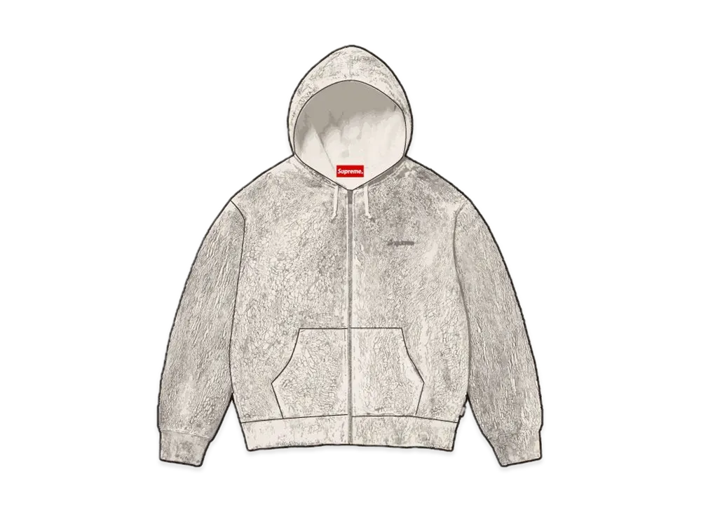 Supreme Crackle Zip Up Hooded Sweatshirt "Natural"