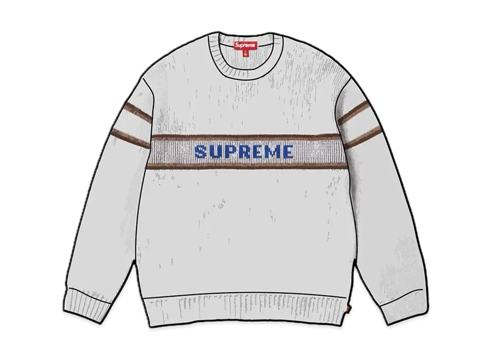 Supreme Chest Stripe Sweater "White"
