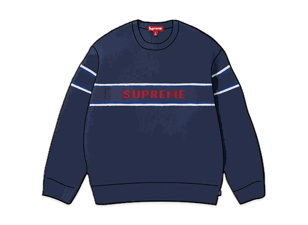 Supreme Chest Stripe Sweater "Navy"