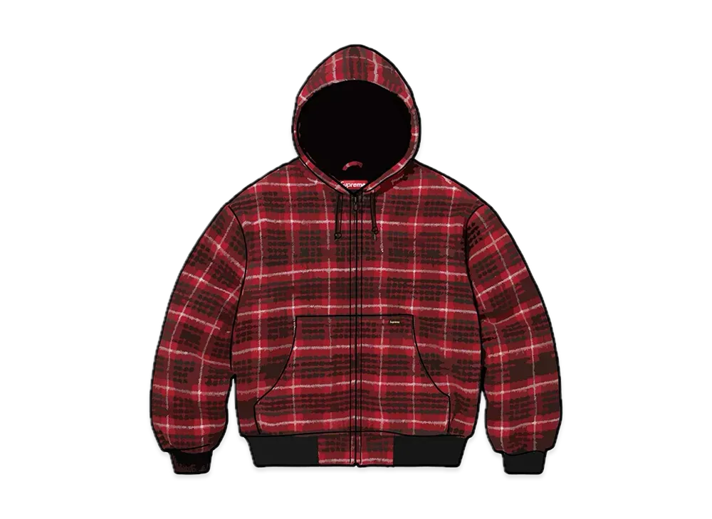 Supreme Plaid Wool Hooded Work Jacket "Red"