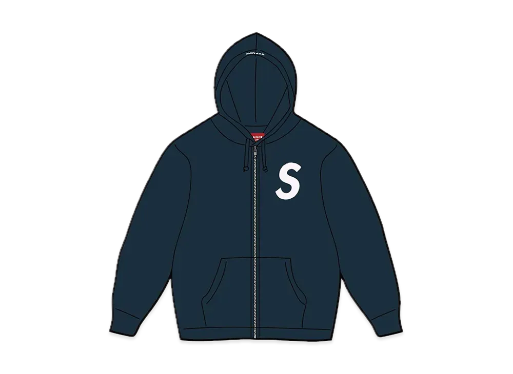 Supreme S Logo Zip Up Hooded Sweatshirt "Navy" (23FW)