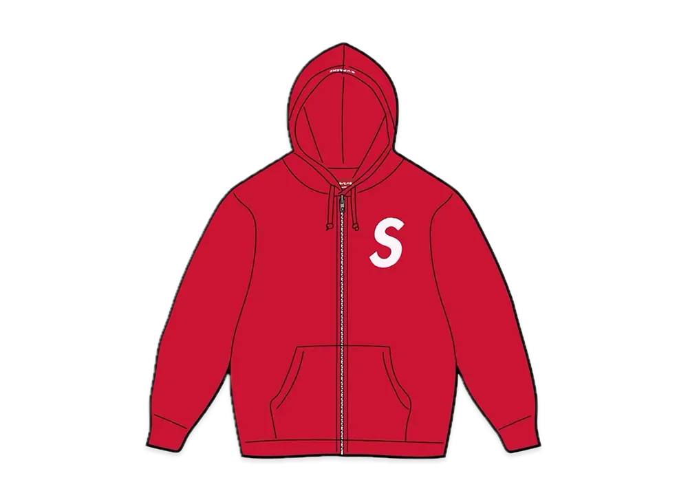 Supreme S Logo Zip Up Hooded Sweatshirt 