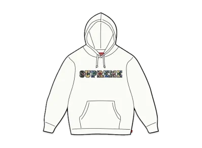 Supreme Collegiate Patchwork Leather Hooded Sweatshirt "White"