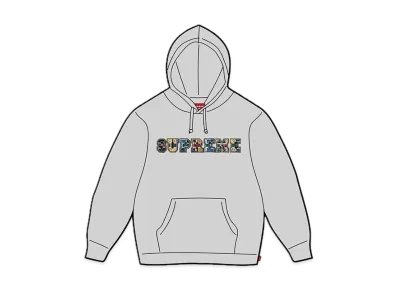 Supreme Collegiate Patchwork Leather Hooded Sweatshirt "Heather Grey"