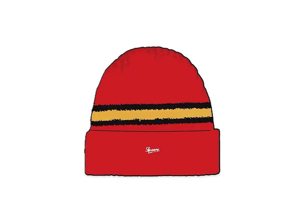 Supreme Striped Cashmere Beanie "Red"