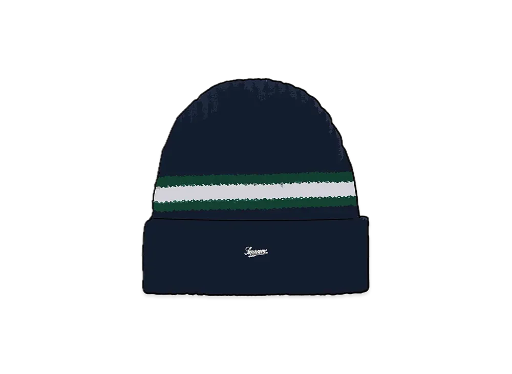 Supreme Striped Cashmere Beanie "Navy"