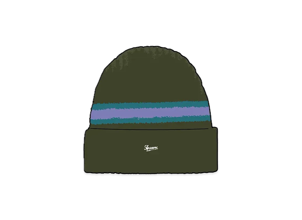 Supreme Striped Cashmere Beanie "Olive"