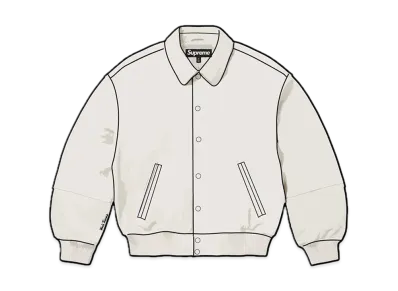 Supreme Gore-Tex Infinium Windstopper Leather Varsity Jacket "White"