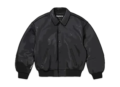 Supreme Gore-Tex Infinium Windstopper Leather Varsity Jacket "Black"