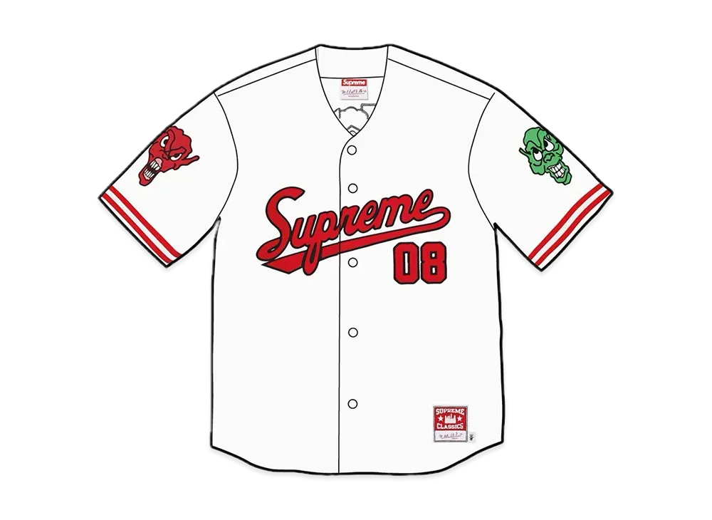 Supreme /Mitchell & Ness Downtown Hell Baseball Jersey "White"