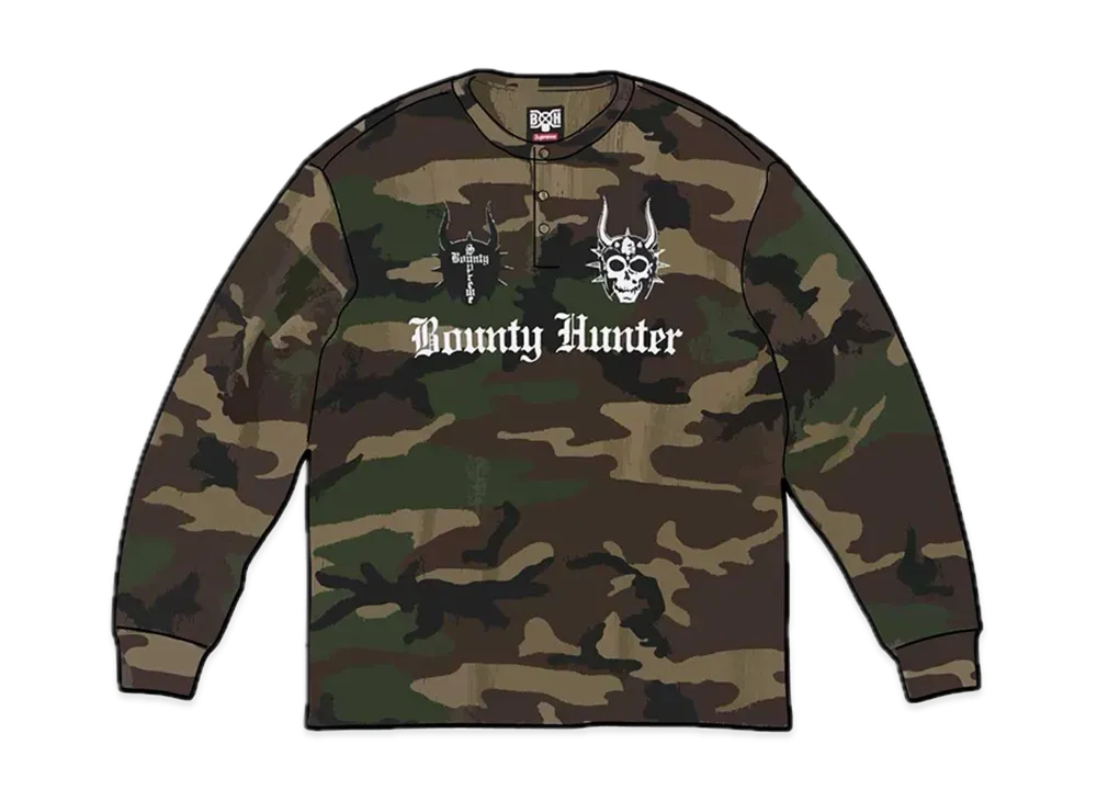 supreme Bounty Hunterコラボ　　 迷彩柄長袖Tシャツ Supreme Bounty Hunter Thermal Henley L/S Top 