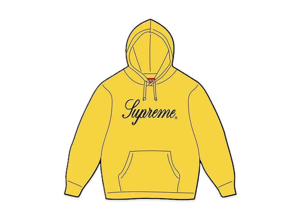 Supreme Raised Script Hooded Sweatshirt "Yellow"