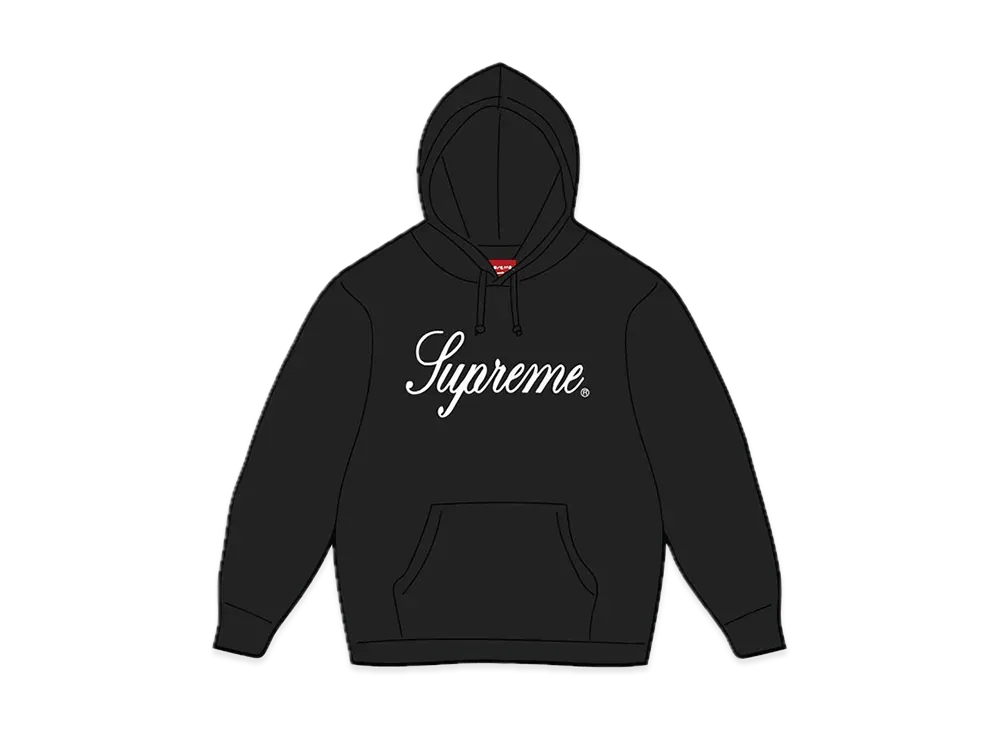 シュプリーム レイズド スクリプト フーディー スウェットシャツ "ブラック"