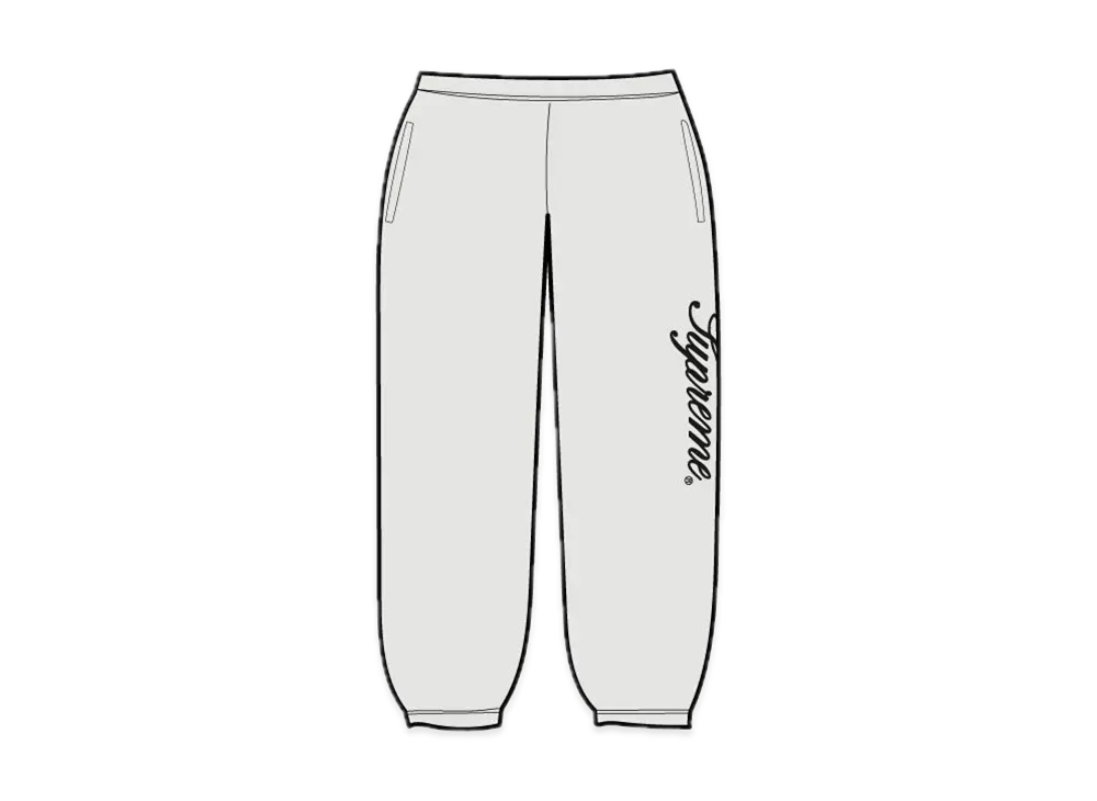Supreme Raised Script Sweatpant "Heather Grey"