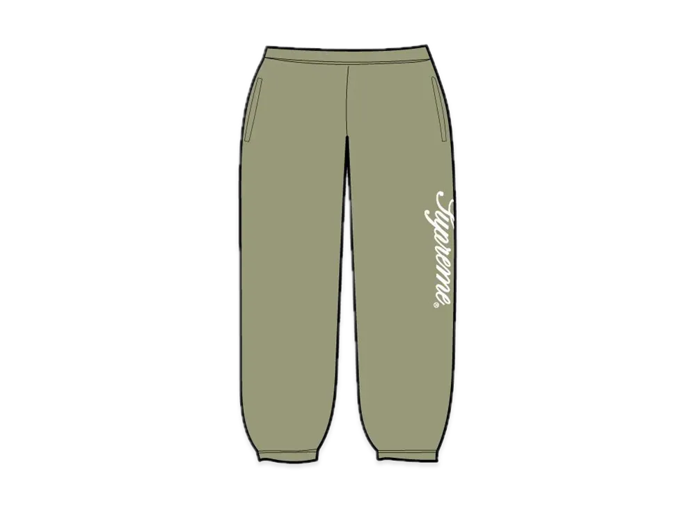 Supreme Raised Script Sweatpant "Light Olive"