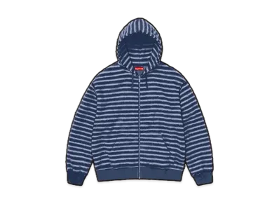Supreme Brushed Zip Up Hooded Sweatshirt "Navy"