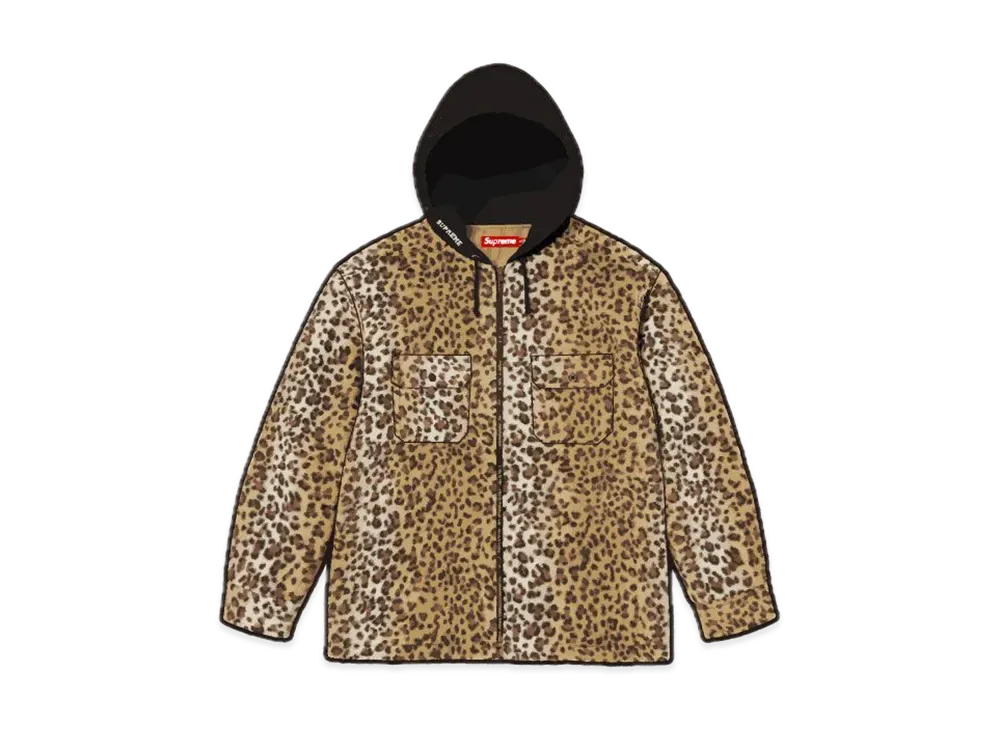 Supreme Fleece Zip Up Hooded Shirt "Brown Leopard"
