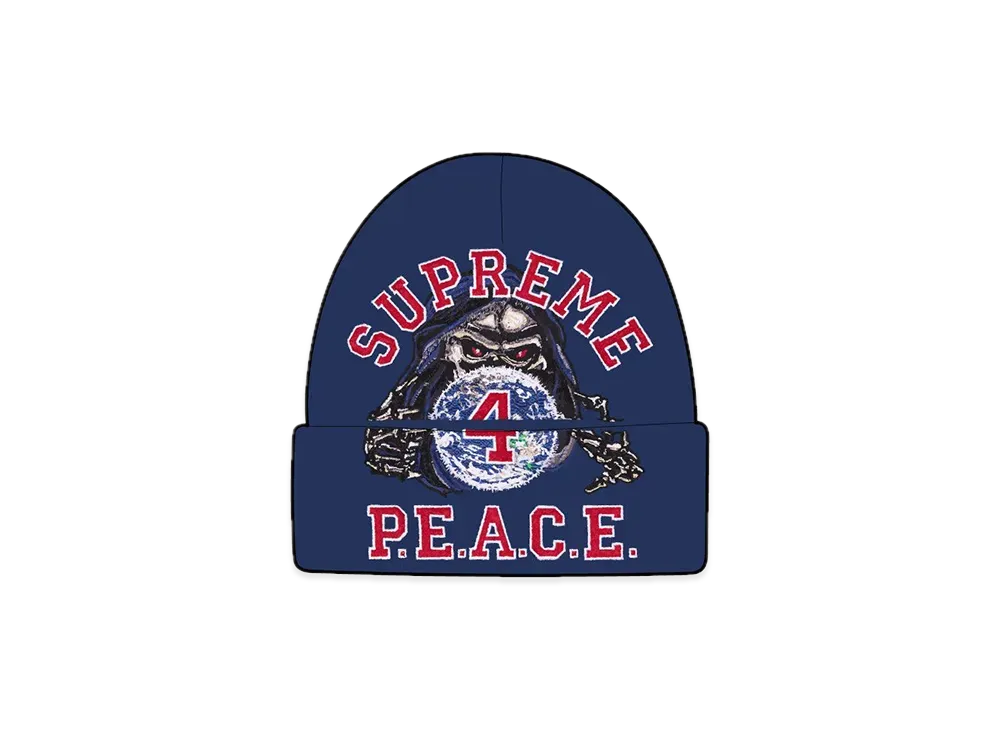 Supreme Peace Embroidered Beanie "Navy"