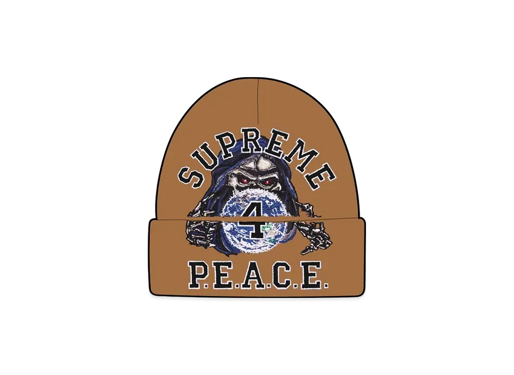 Supreme Peace Embroidered Beanie "Tan"