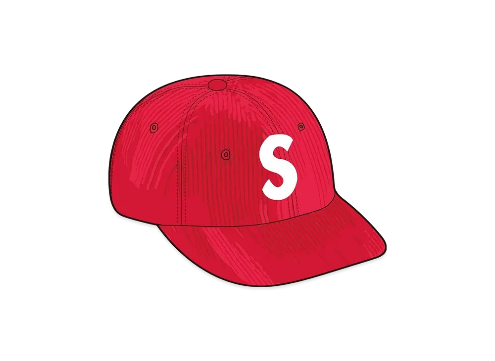 Supreme Corduroy S Logo 6-Panel "Red"