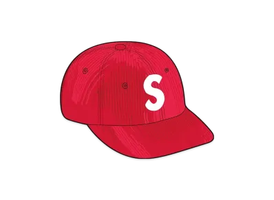 Supreme Corduroy S Logo 6-Panel "Red"