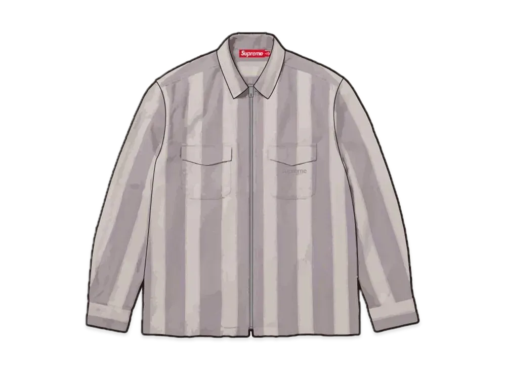 Supreme Stripe Flannel Zip Up Shirt "Grey"