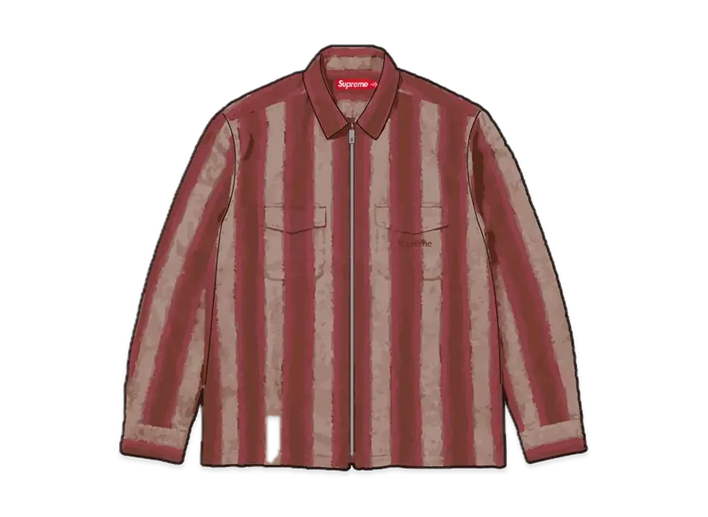 Supreme Stripe Flannel Zip Up Shirt "Brown"