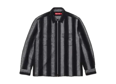 Supreme Stripe Flannel Zip Up Shirt "Black"