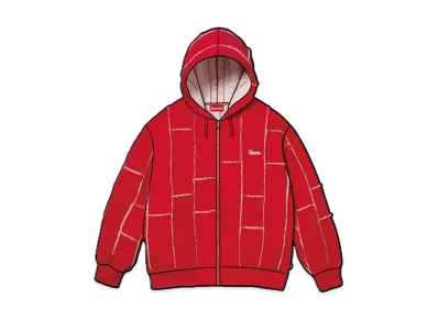 Supreme Faux Shearling Zip Up Hooded Sweatshirt "Red"