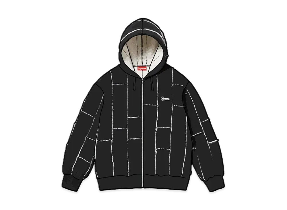 Supreme Faux Shearling Zip Up Hooded Sweatshirt "Black"