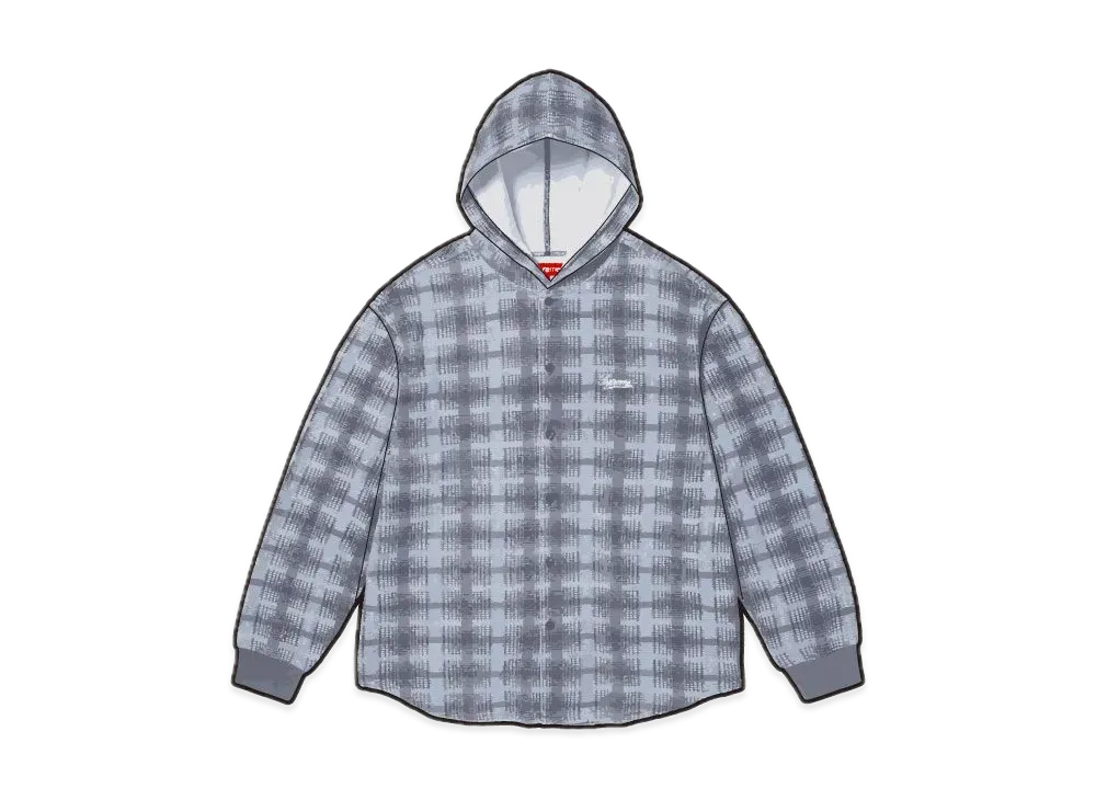 Supreme Hooded Plaid Knit Shirt "Blue"