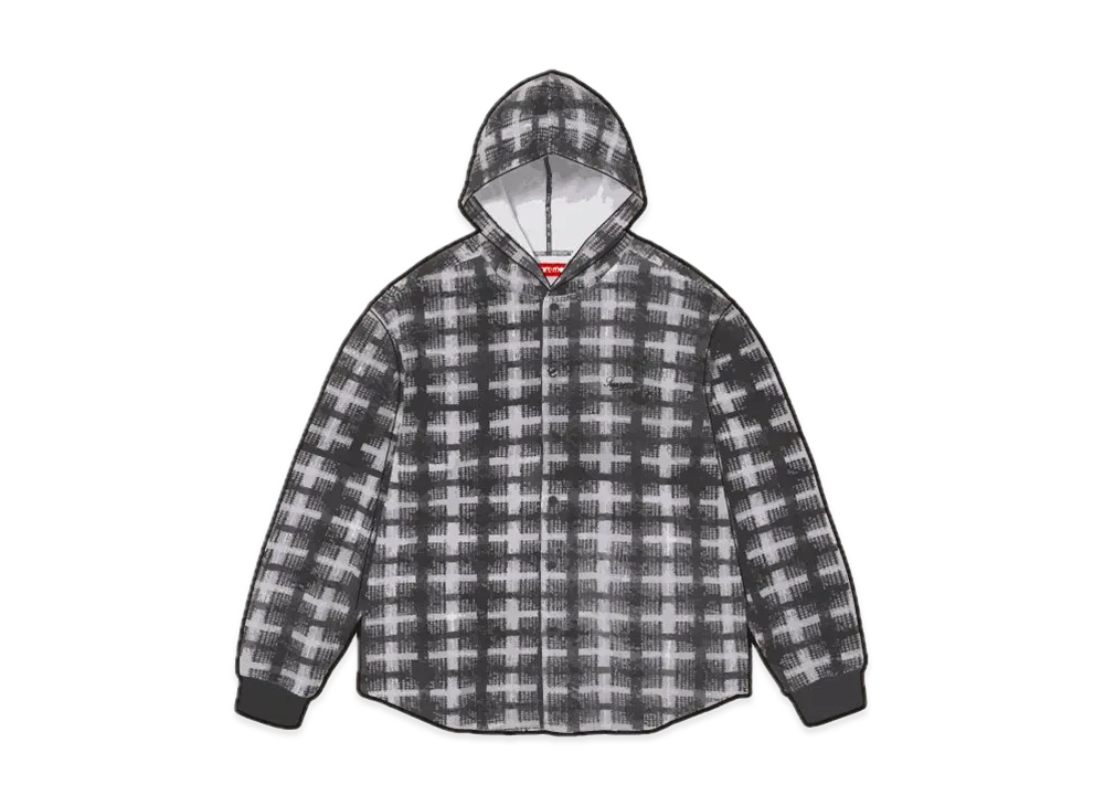 Supreme Hooded Plaid Knit Shirt "Black"