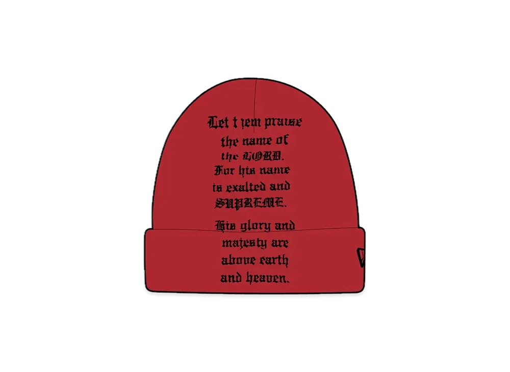Supreme New Era Psalm Beanie "Dark Red"