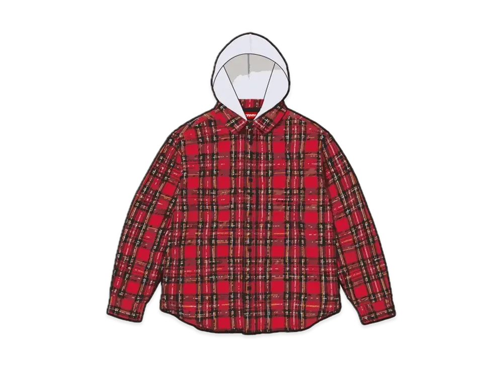 Supreme Tartan Flannel Hooded Shirt "Red"