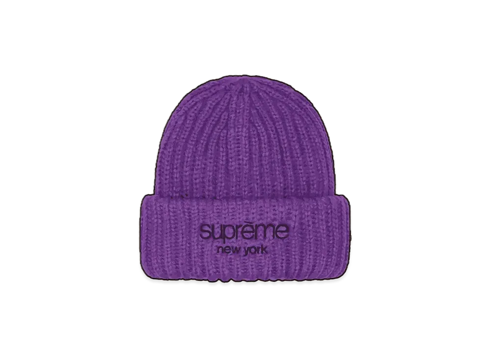 Supreme Classic Logo Chunky Ribbed Beanie "Purple" (23FW)