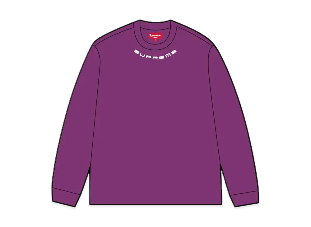 Supreme Collar Logo L/S Top "Plum"