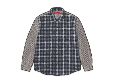 Supreme Houndstooth Plaid Flannel Shirt "Navy"